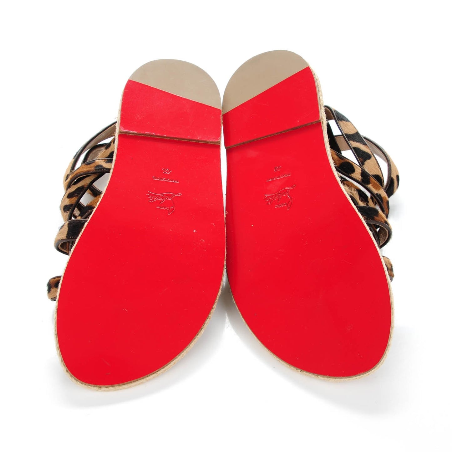 Pony Hair Mens Nuria Uomo Flat Sandals 43 Leopard
