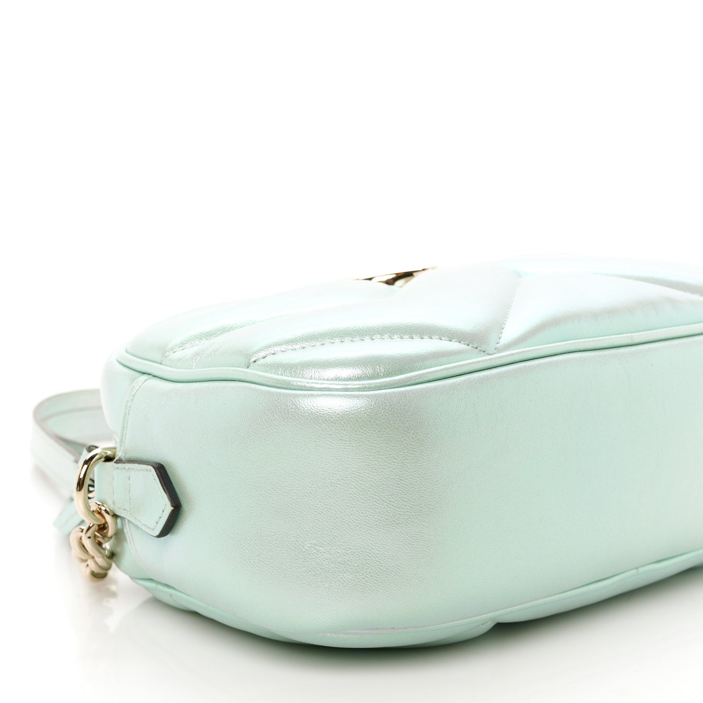 Iridescent Nappa Chevron Matelasse Small GG Marmont Chain Shoulder Bag Iridescent Salvy Green