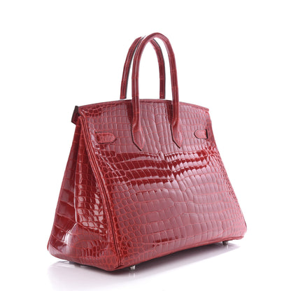 Hermes Shiny Porosus Crocodile Birkin 35 Rouge Vif 3 of 32