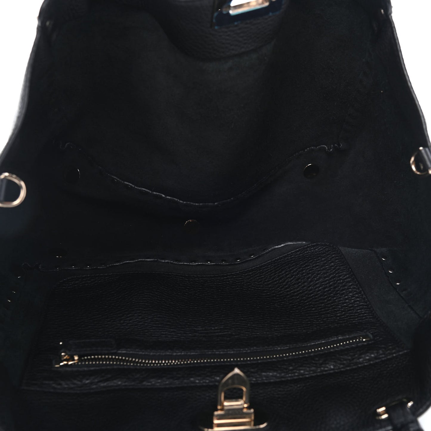 Pebbled Calfskin Medium Rockstud Tote Black