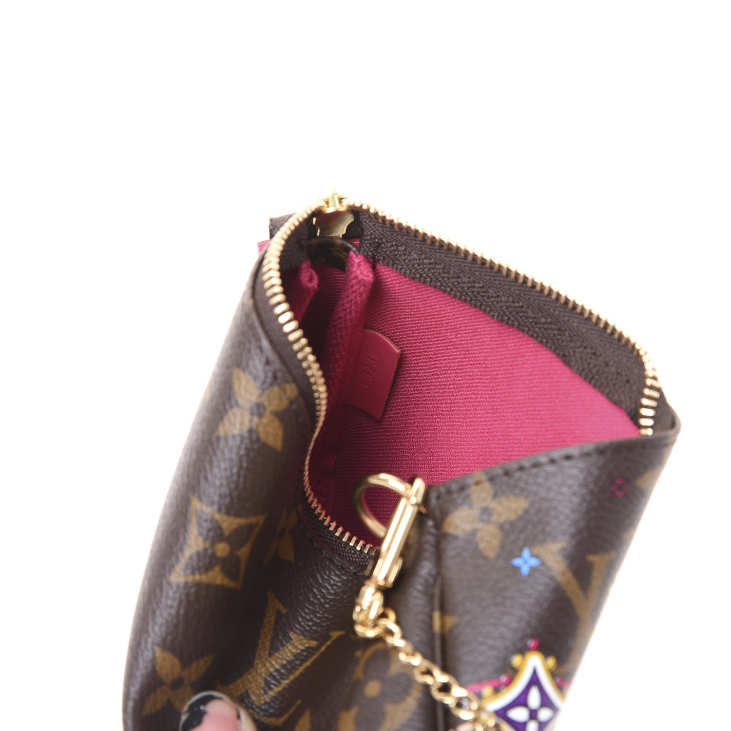 Louis Vuitton Monogram 2020 Christmas Animation Roller Coaster Mini Pochette Accessories Pivoine 8 of 10