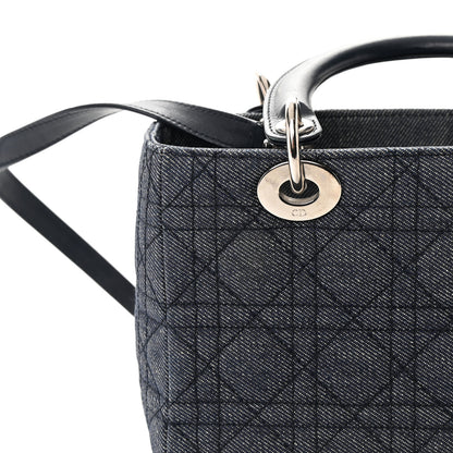 Christian Dior Denim Cannage Medium Lady Dior Black 18 of 21