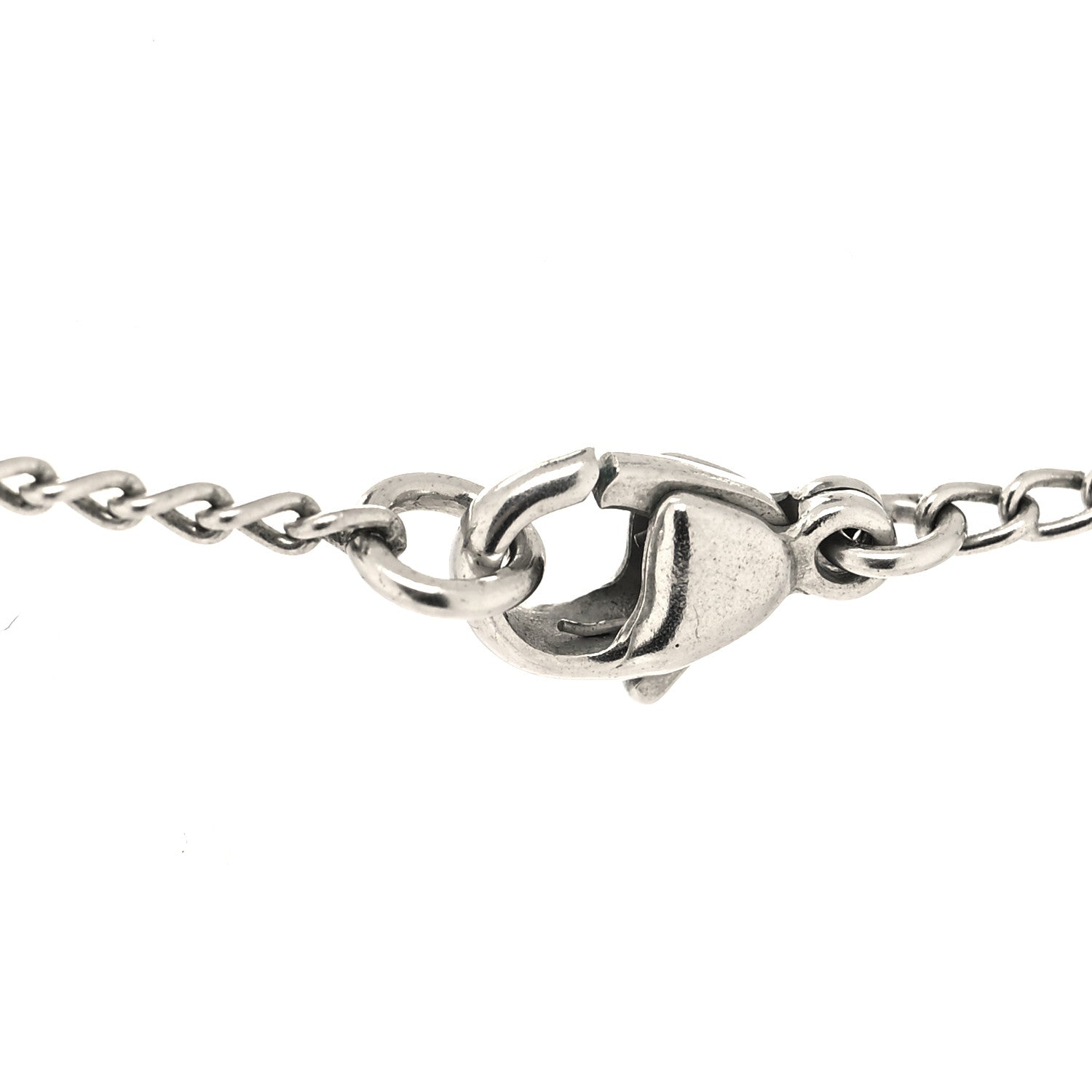 Chanel Crystal Mini Heart CC Necklace Silver 4 of 5