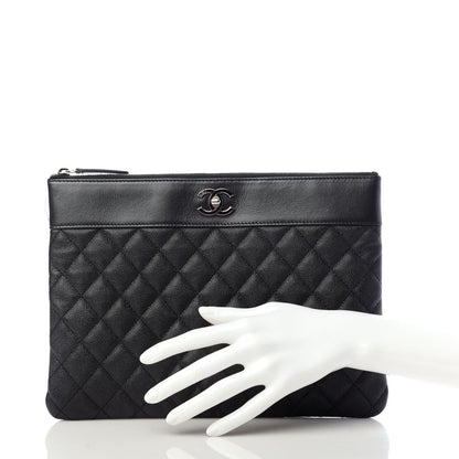 Chanel Caviar Quilted Mademoiselle Vintage Large Zip Pouch Black 2 of 7