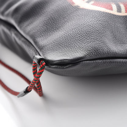 Gucci Calfskin Kingsnake Print Drawstring Backpack Black 9 of 10