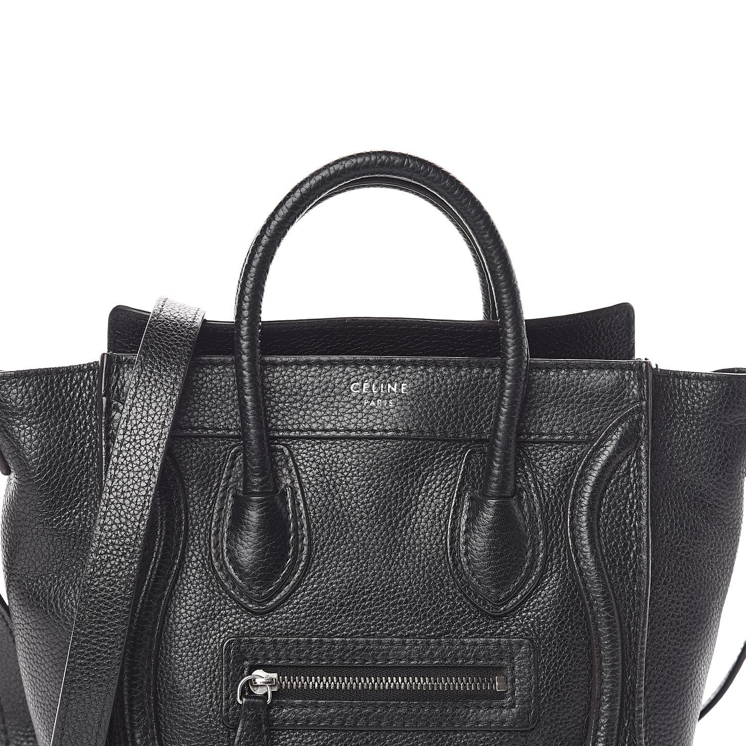 Celine Drummed Calfskin Nano Luggage Black 7 of 9