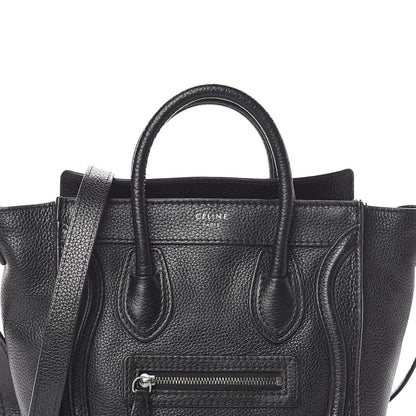 Celine Drummed Calfskin Nano Luggage Black 7 of 9