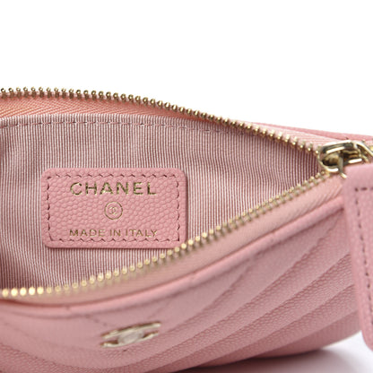 Chanel Flat Caviar Chevron Quilted Small Cosmetic Case Pink 6 of 8