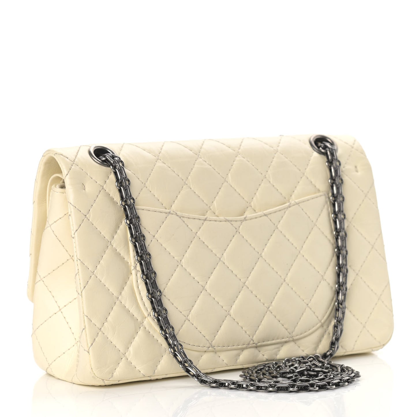 Aged Calfskin Quilted 2.55 Reissue 225 Flap White