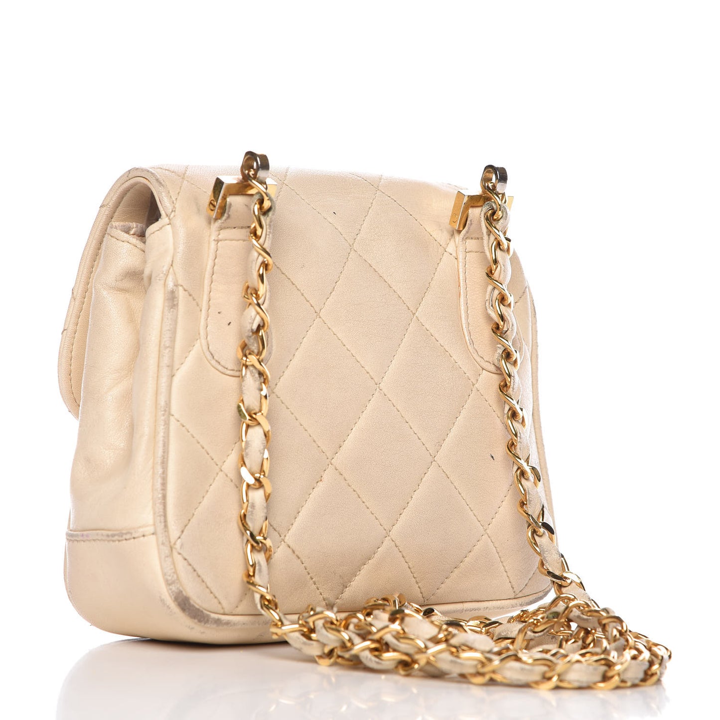 Caviar Quilted Mini Square Flap White