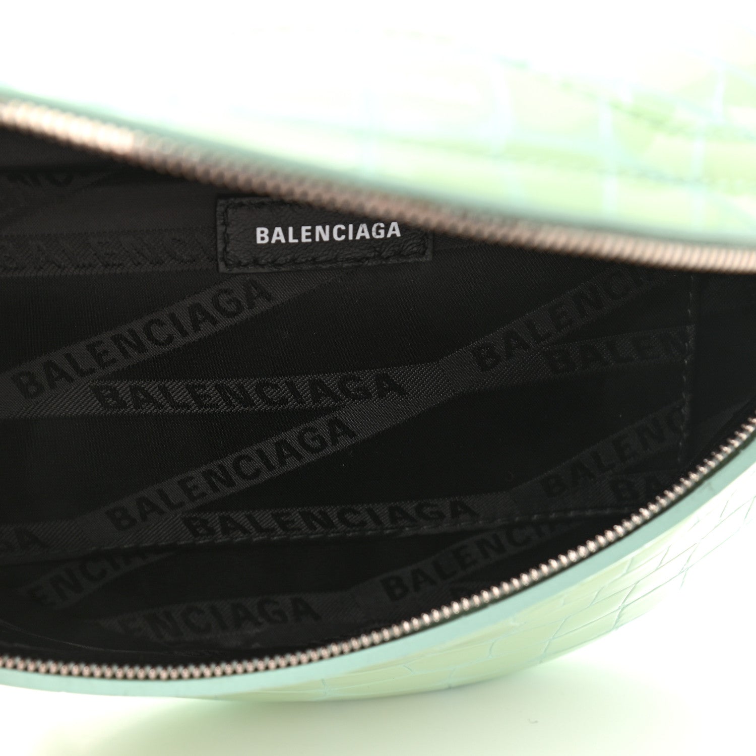 Balenciaga Shiny Calfskin Crocodile Embossed XXS Souvenir Belt Bag Green 5 of 10