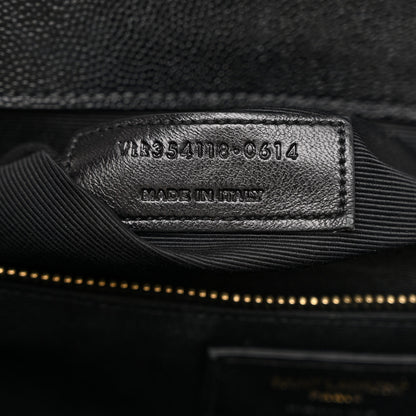 Saint Laurent Grain De Poudre Matelasse Chevron Large Monogram Satchel Black 7 of 13