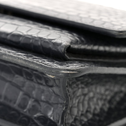 Saint Laurent Calfskin Crocodile Embossed Medium Monogram Sunset New Graphite 11 of 12