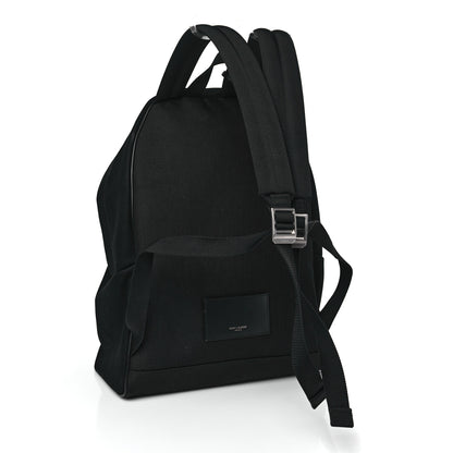 Saint Laurent Canvas Signature Embroidered City Backpack Black 2 of 8