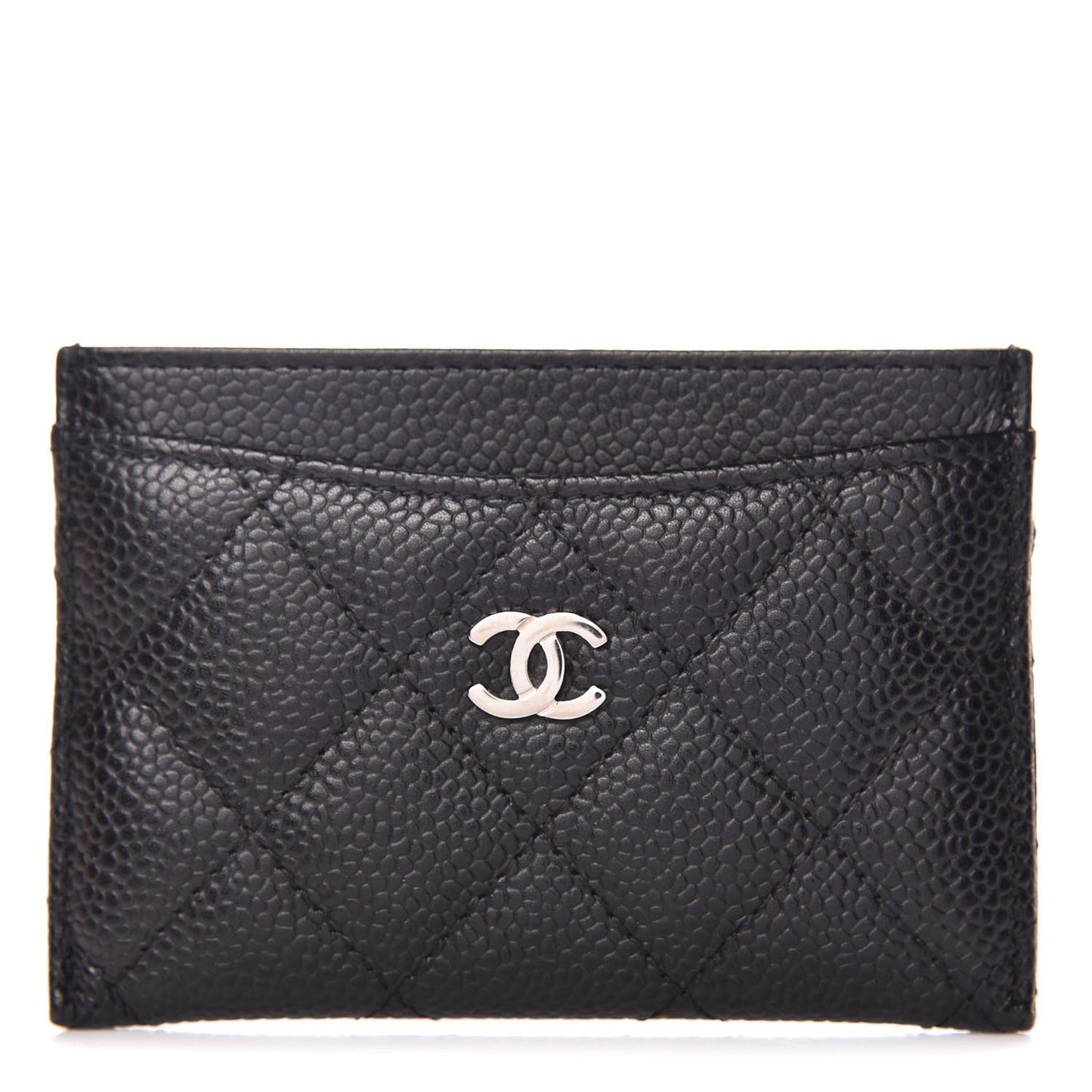 Caviar Quilted Card Holder Black