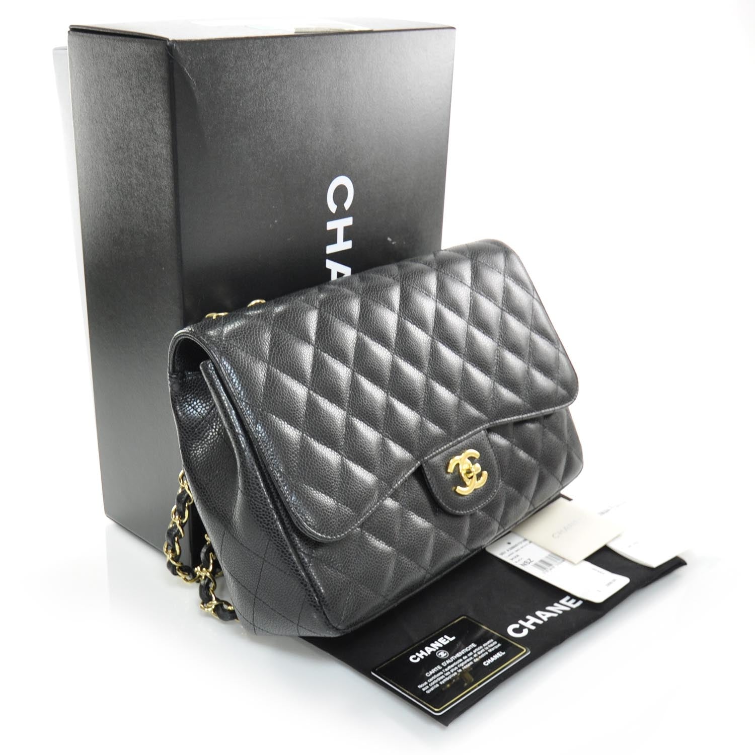 Chanel Caviar Quilted Jumbo Flap Black GHW 3 of 11