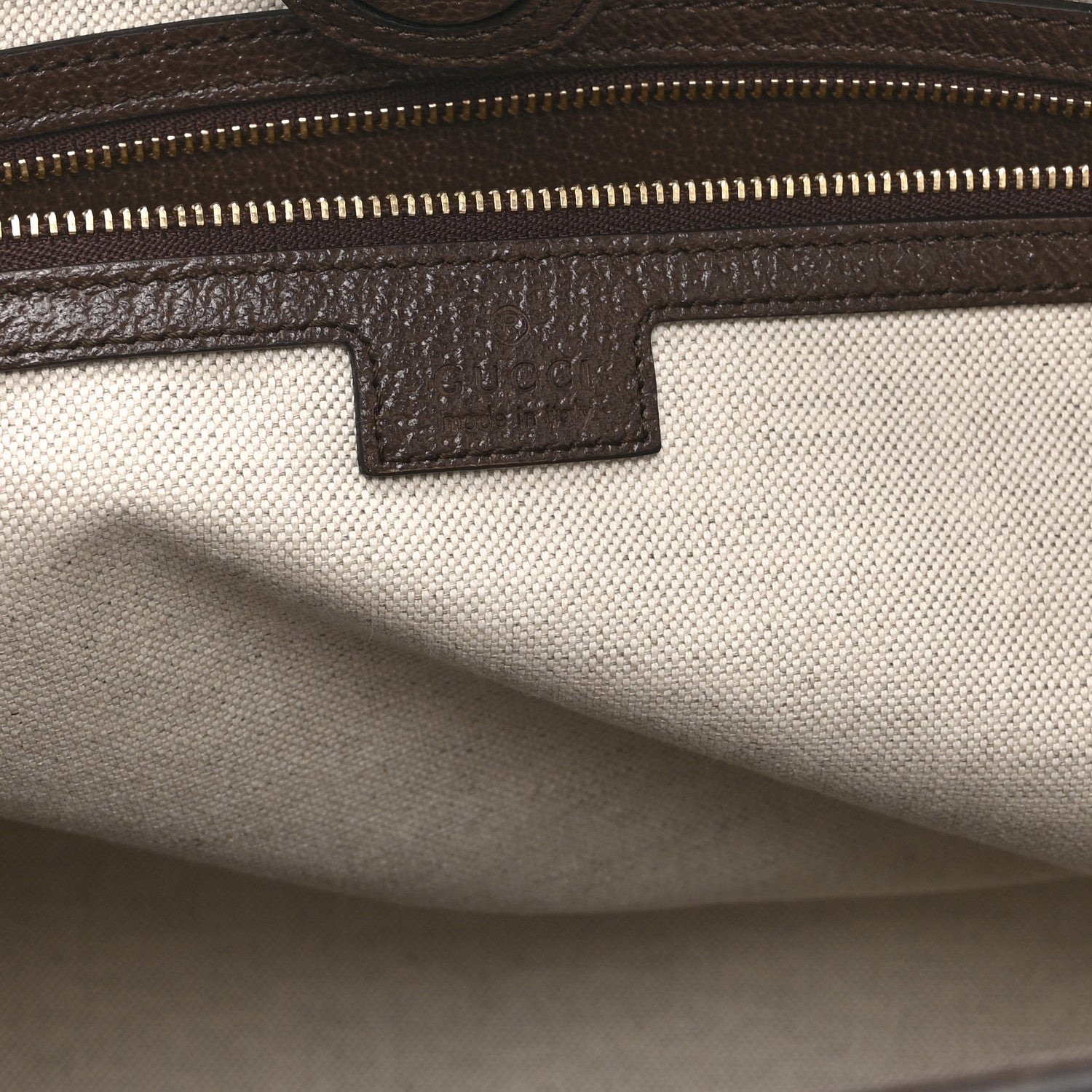 Gucci Monogram Jumbo GG Textured Dollar Calfskin Web Medium Ophidia Shopping Tote Camel Ebony 6 of 11