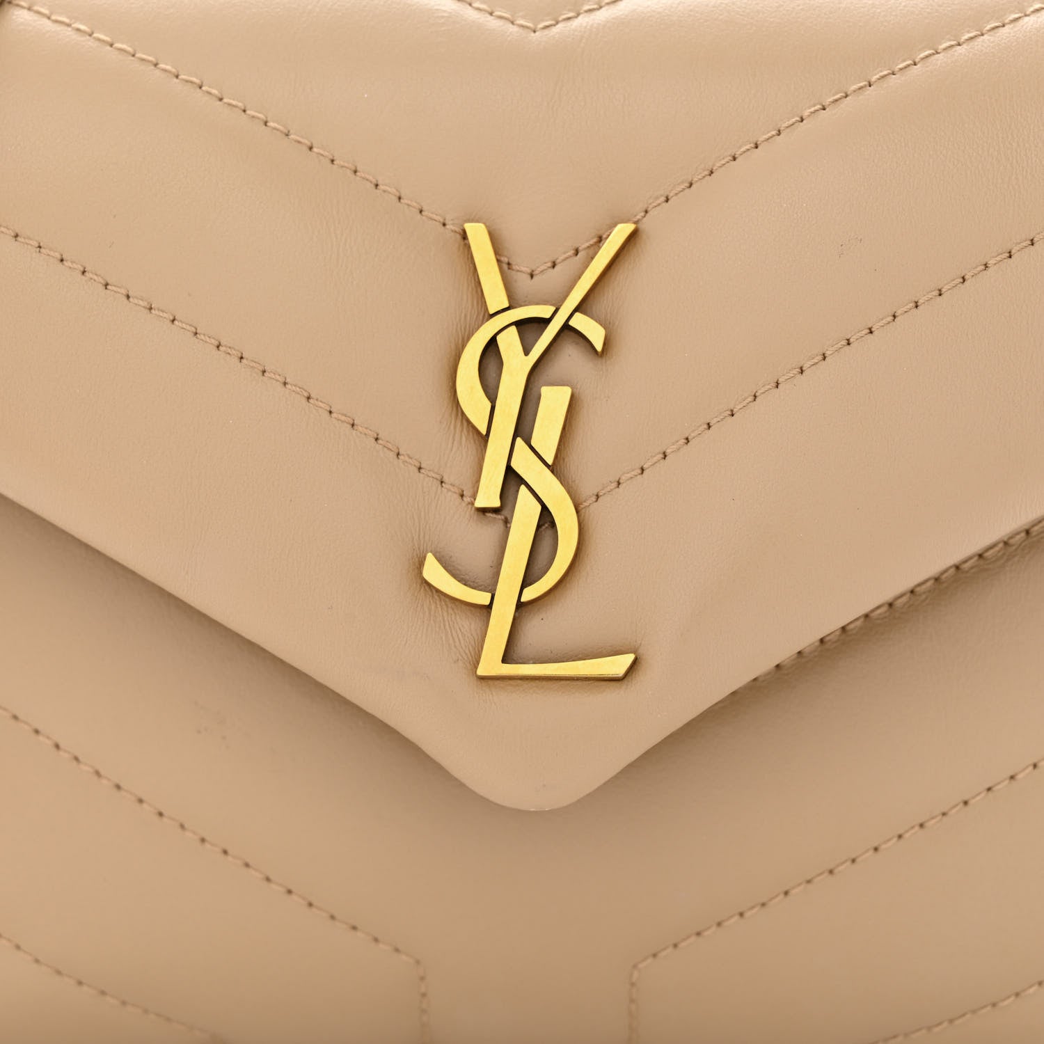 Saint Laurent Calfskin Y Quilted Monogram Toy Loulou Crossbody Bag Dark Beige 8 of 11