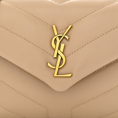 Saint Laurent Calfskin Y Quilted Monogram Toy Loulou Crossbody Bag Dark Beige 8 of 11