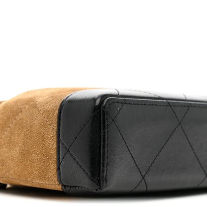 Chanel Suede Calfskin Shiny Lambskin Quilted Top Handle Slim Vanity Case With Chain Beige Black 9 of 11