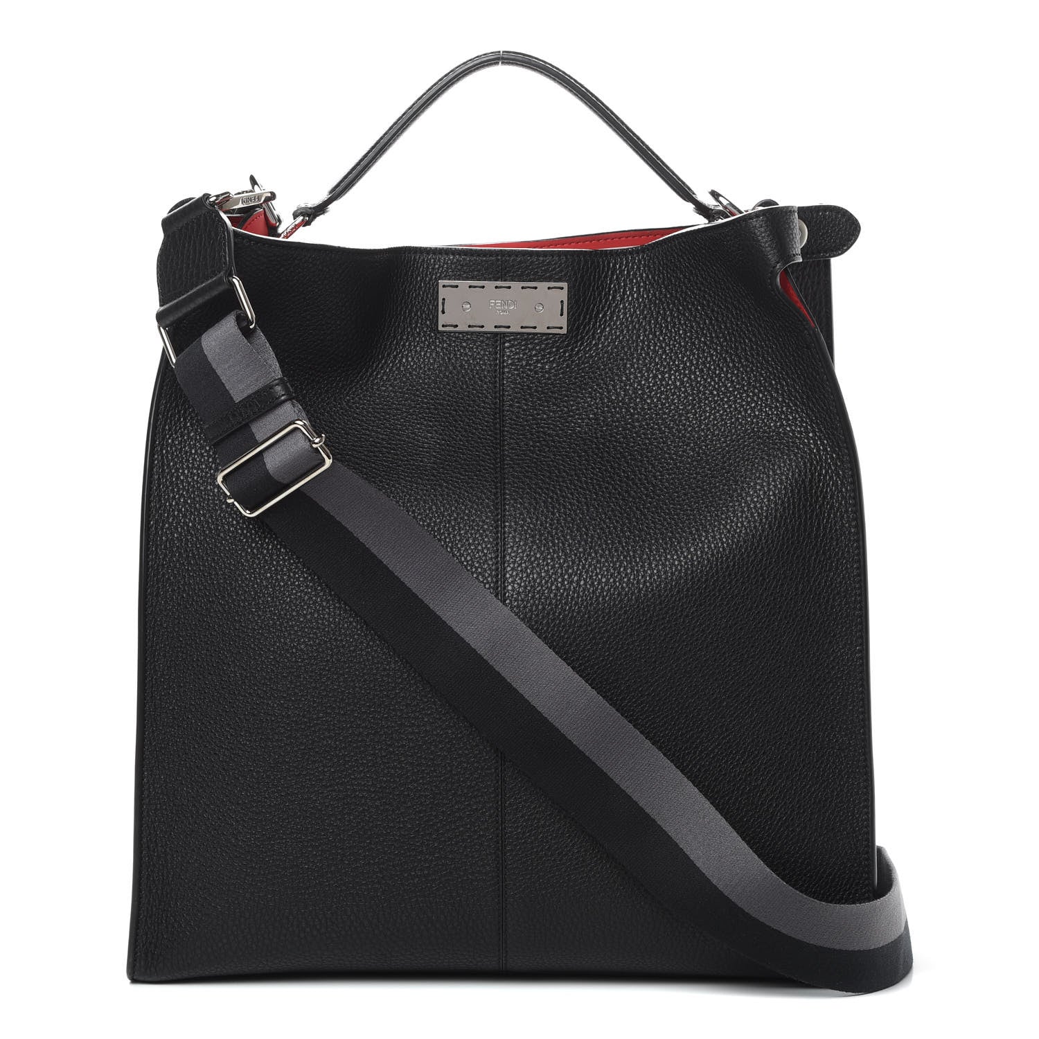 Fendi Cuoio Romano Fabric Marlon Vitello Century Peekaboo X-Lite Fit Black Rosso White Ice 1 of 11