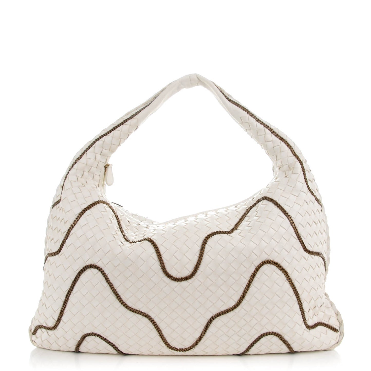Nappa Intrecciato Medium Veneta Chain Hobo White