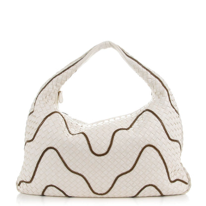 Bottega Veneta Nappa Intrecciato Medium Veneta Chain Hobo White 1 of 8