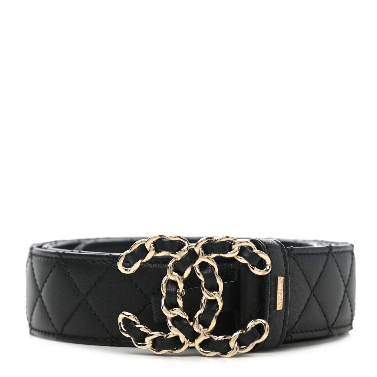 Lambskin Quilted CC Chain Belt 85 34 Black