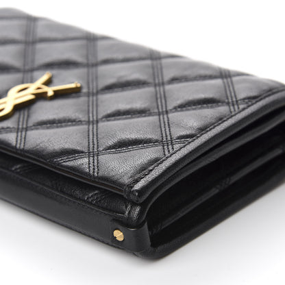 Saint Laurent Lambskin Diamond Quilted Becky Chain Wallet Black 7 of 11