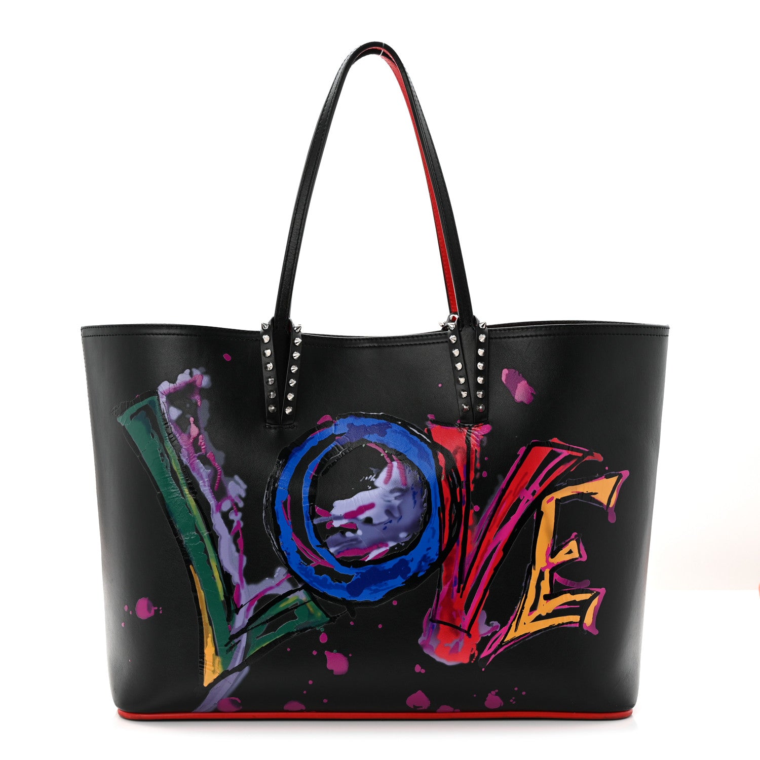 Christian Louboutin Calfskin Loubitag Spikes East West Cabata Love Tote Black 1 of 12