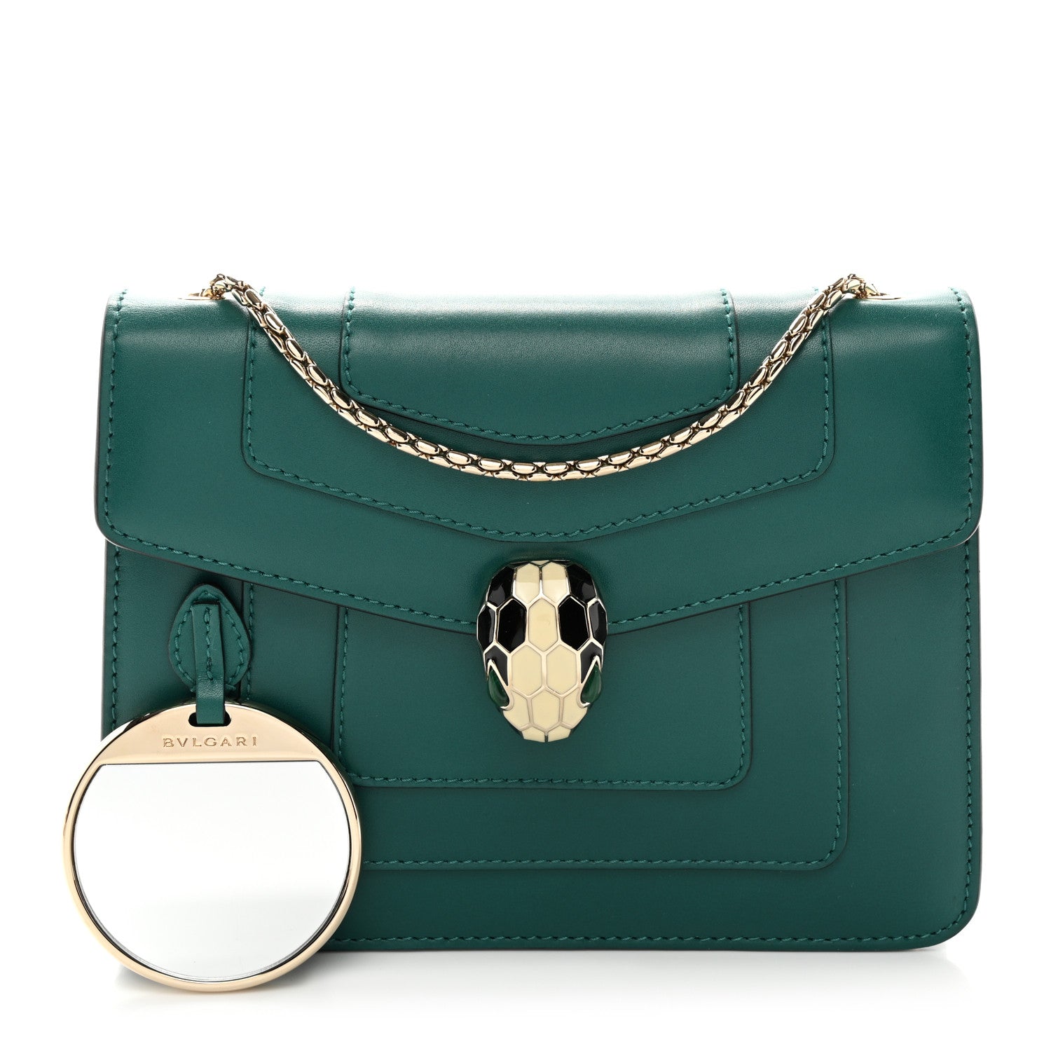 Bulgari Calfskin Small Serpenti Forever Snake Strap Crossbody Bag Emerald Green 3 of 11