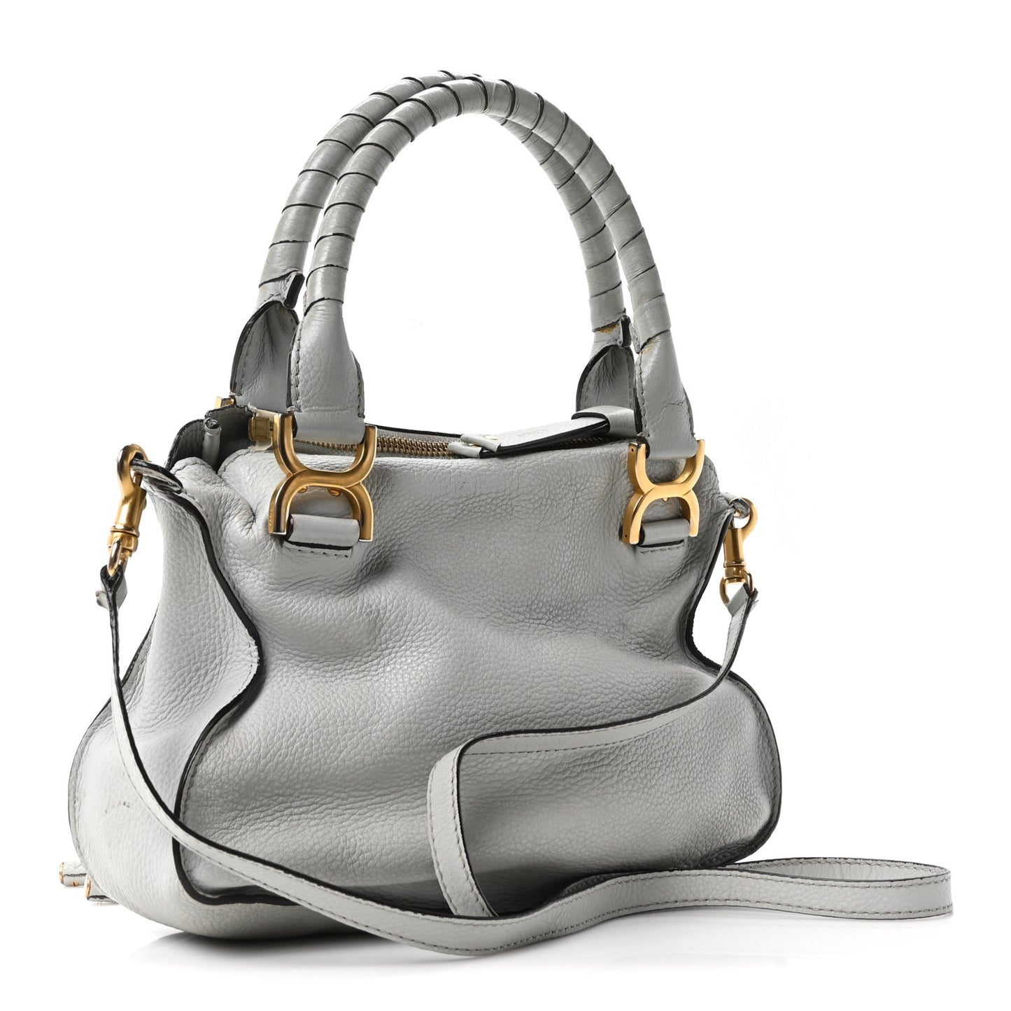 Calfskin Small Marcie Satchel Airy Grey