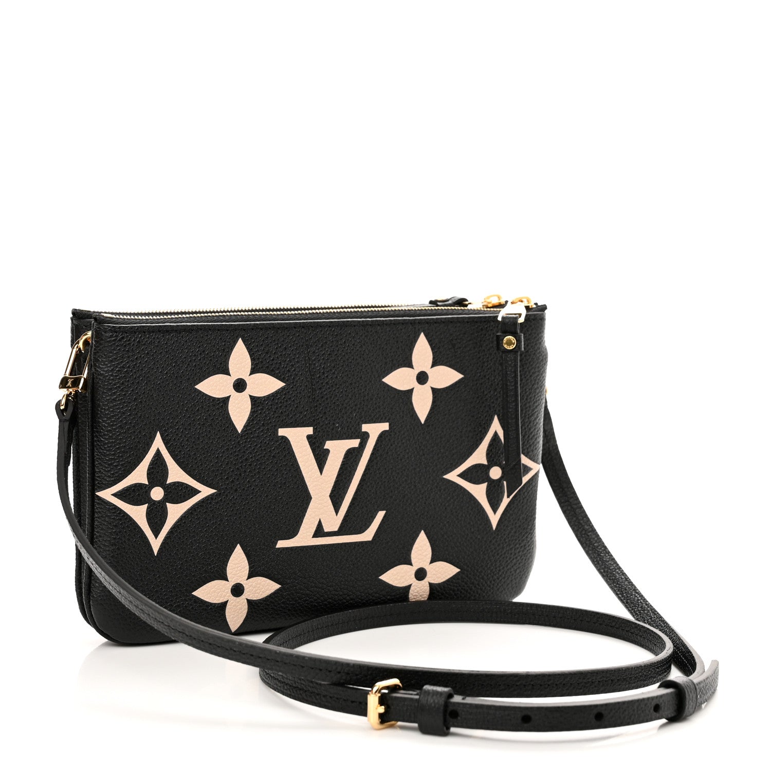 Louis Vuitton Empreinte Monogram Giant Double Zip Pochette Black Cream 3 of 11