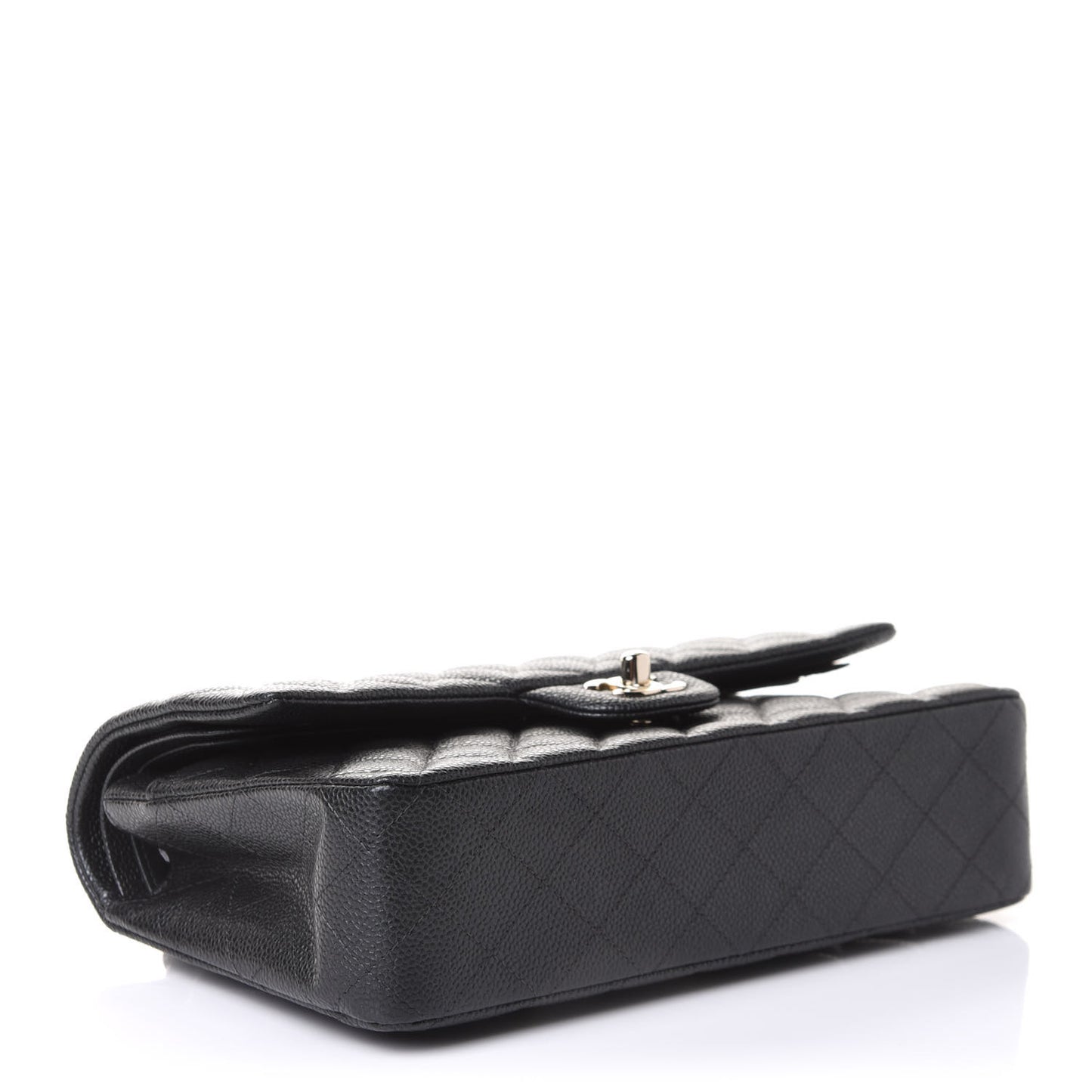 Caviar Quilted Medium Double Flap Dark Grey