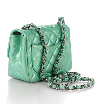 Chanel Patent Quilted Mini Square Flap Green 3 of 8