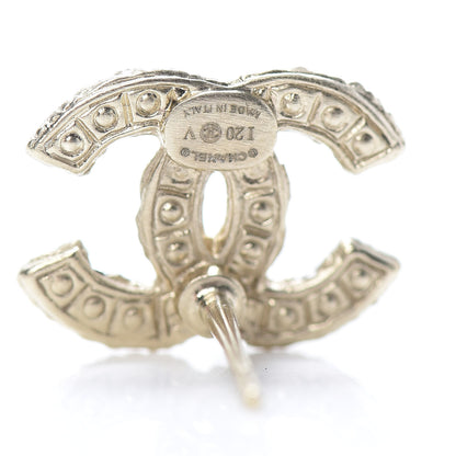 Chanel Pearl Crystal CC Stud Earrings Gold 4 of 5