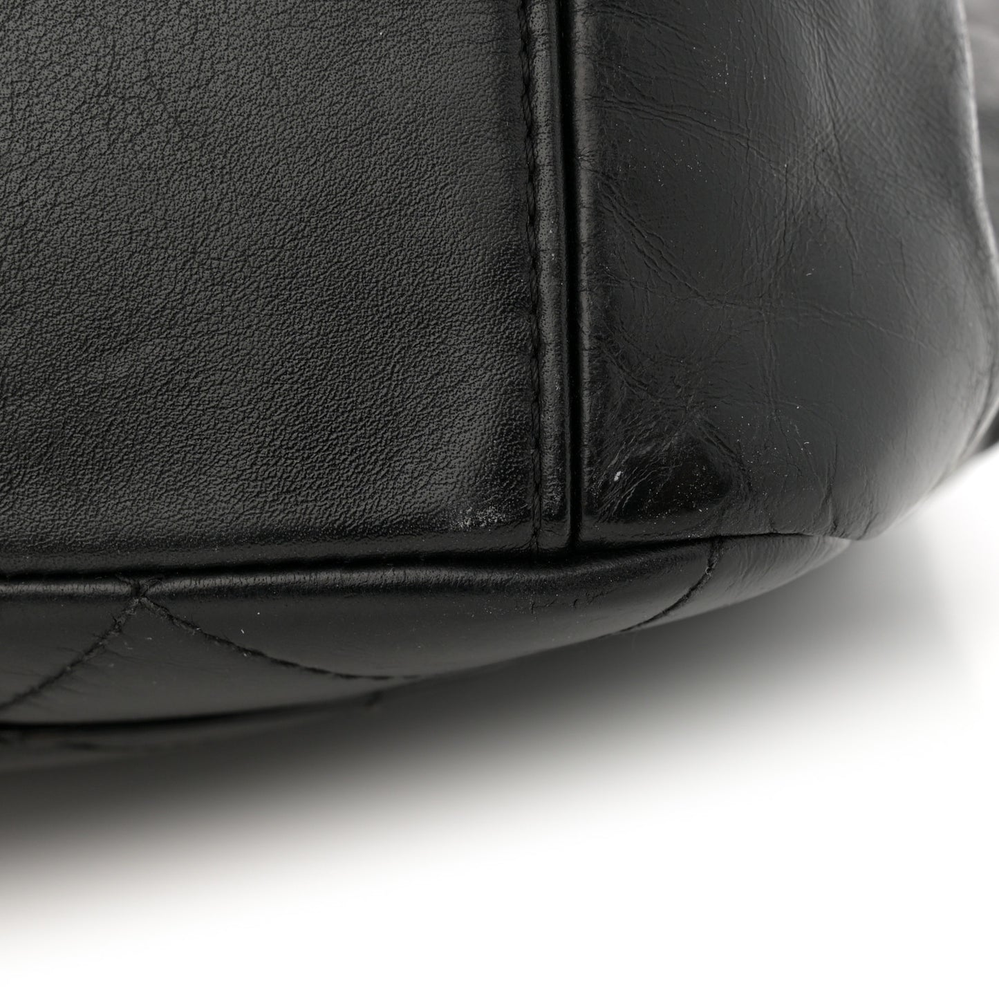 Glazed Calfskin Quilted Medium Gold Bar Top Handle Flap Black