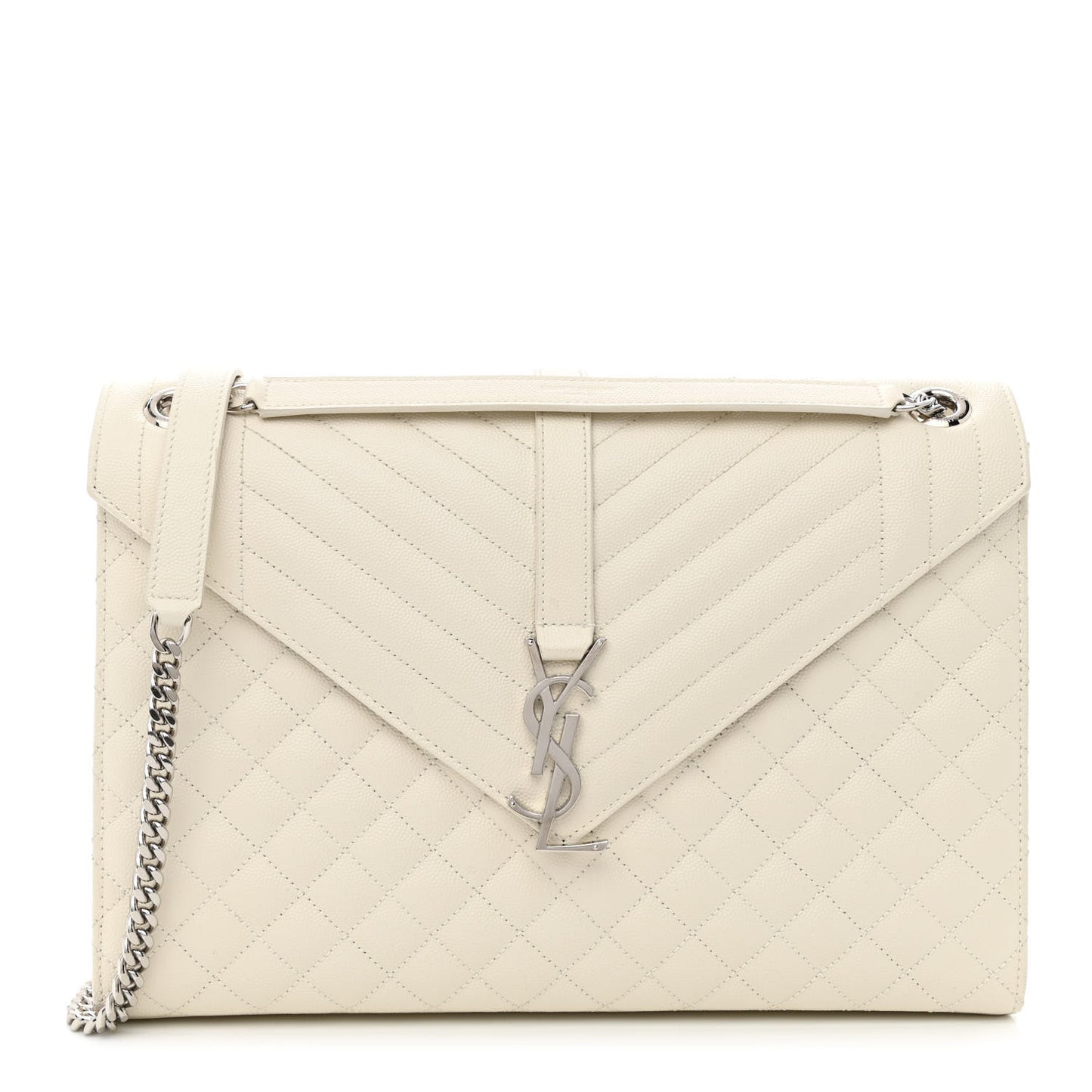Grain De Poudre Textured Mixed Matelasse Large Triquilt Monogram Satchel Porcellana