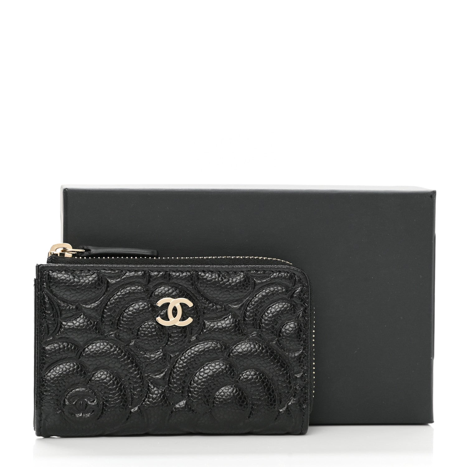 Chanel Caviar Camellia Embossed Key Holder Case Black 8 of 8