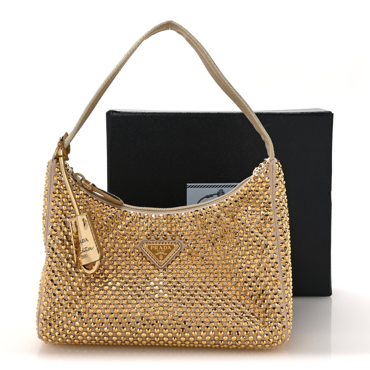 Prada Satin Crystal Mini Re-Edition 2000 Bag Platino 11 of 11