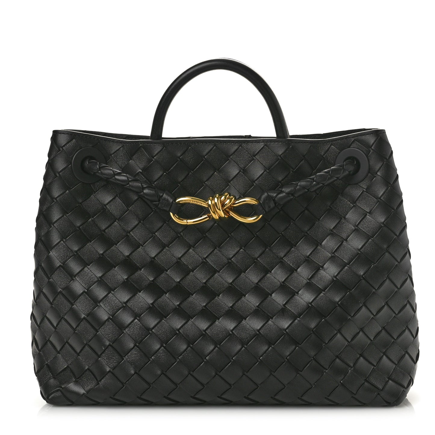 Nappa Intrecciato Medium Andiamo Shoulder Bag Black