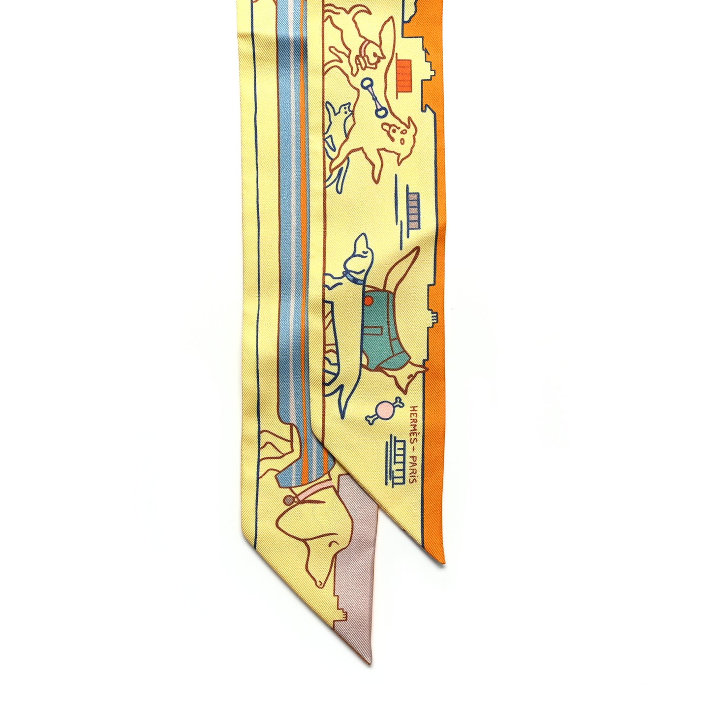 Silk Les Chiens Parisiens Twilly Jaune Orange Vert