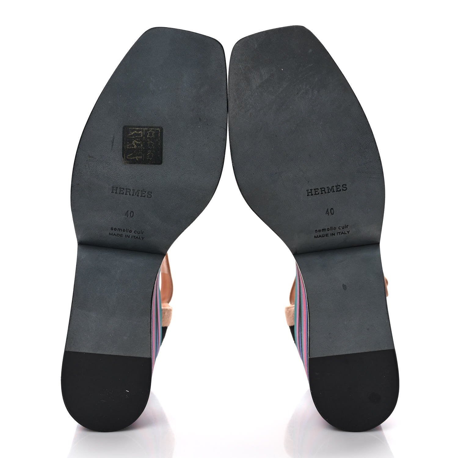 Hermes Suede Goatskin Early Wedge Sandals 40 Multicolor Black 5 of 7