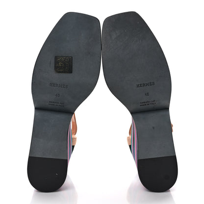Hermes Suede Goatskin Early Wedge Sandals 40 Multicolor Black 5 of 7