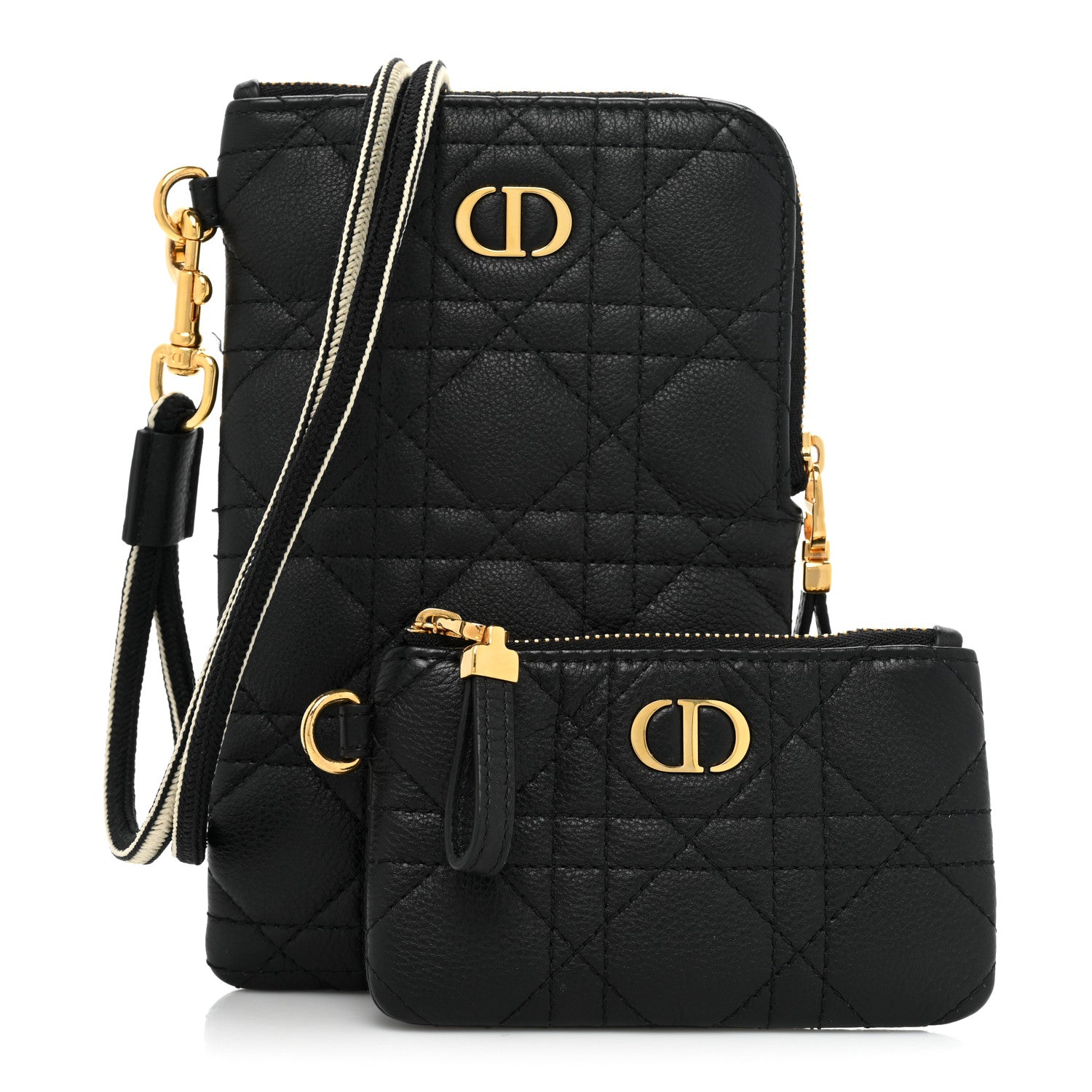 Christian Dior Supple Calfskin Cannage Caro Multifunctional Pouch Black 1 of 12