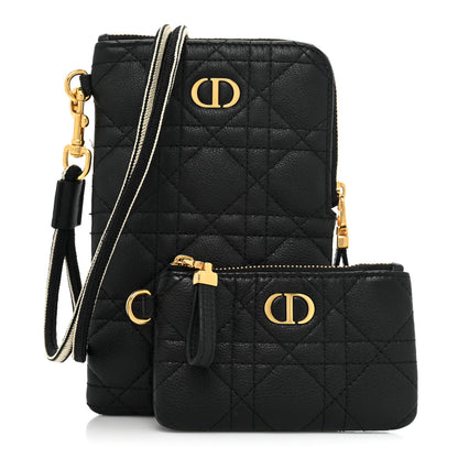 Christian Dior Supple Calfskin Cannage Caro Multifunctional Pouch Black 1 of 12