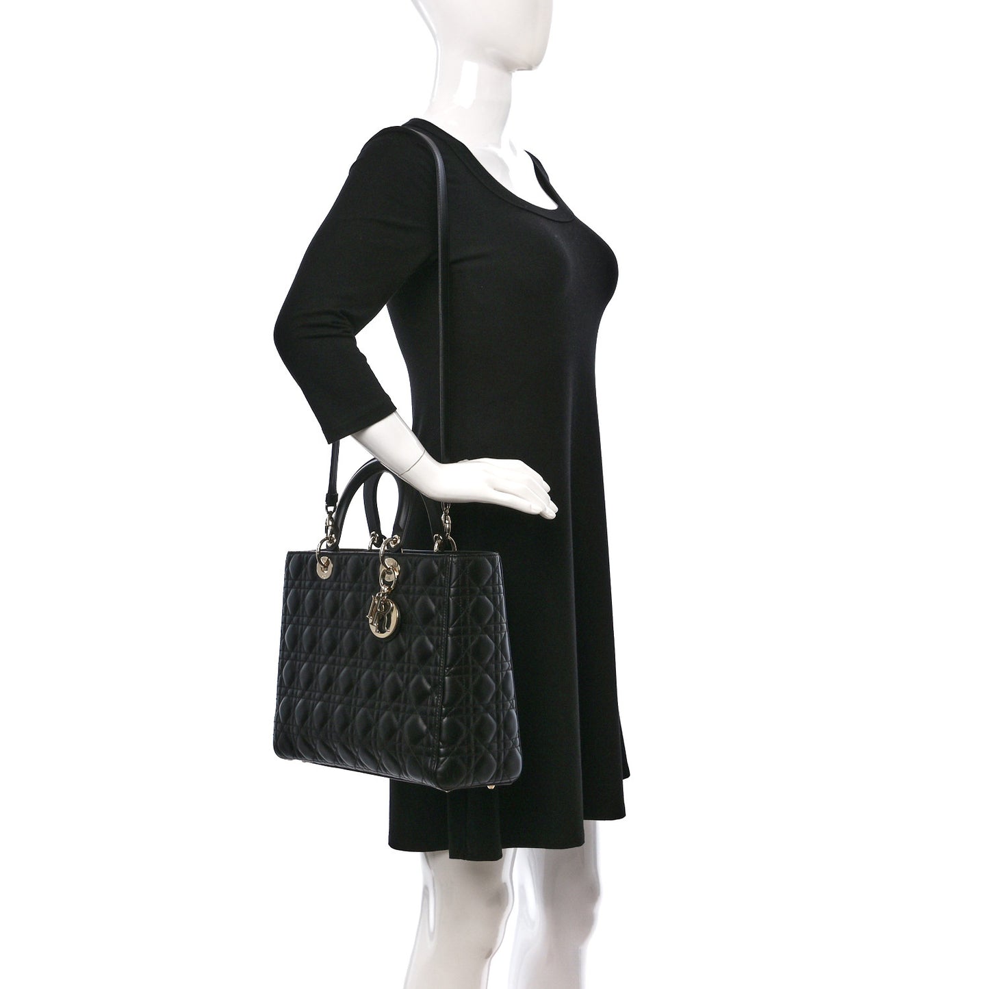 Lambskin Cannage Large Lady Dior Black