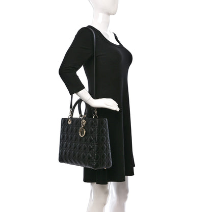 Christian Dior Lambskin Cannage Large Lady Dior Black 2 of 9
