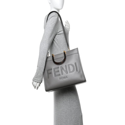 Fendi Vitello King Plexiglass Logo Embossed Medium Fendi Sunshine Shopper Tote Moon 2 of 10