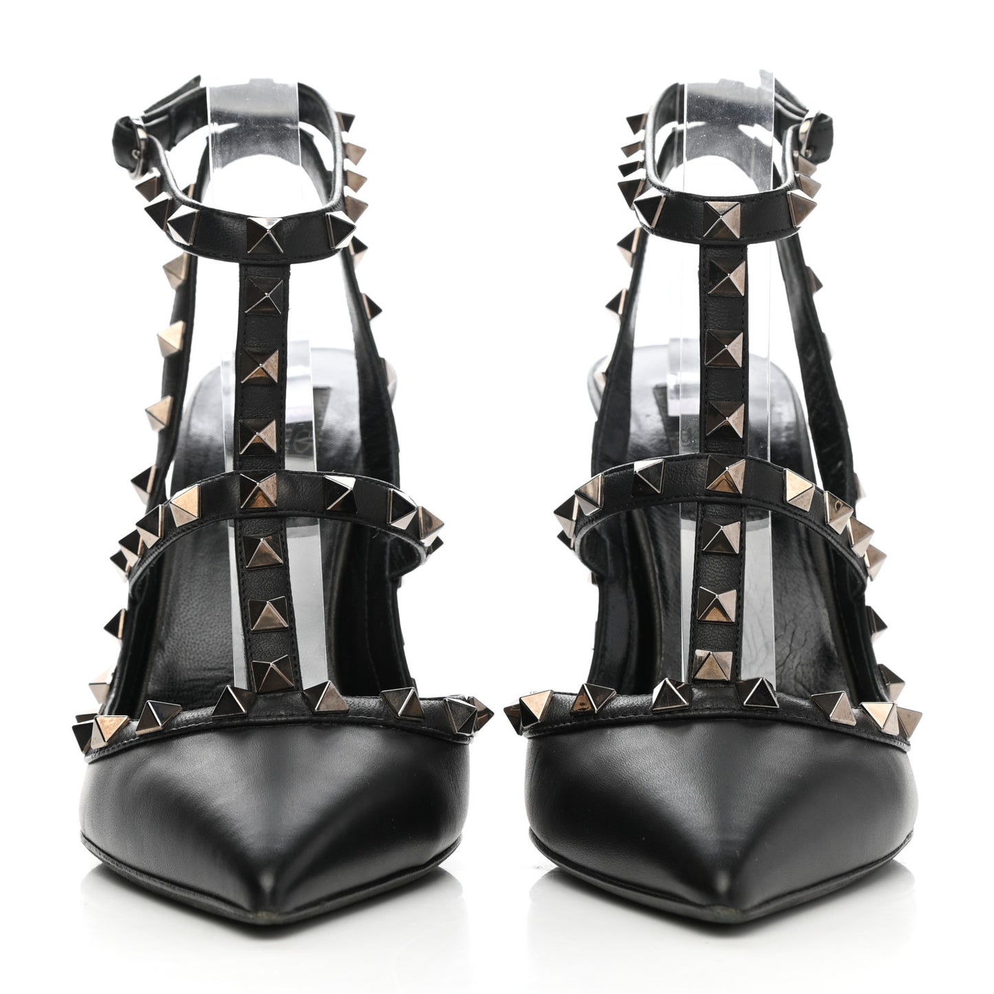 Nappa Rockstud Ankle Strap Pumps 38 Black